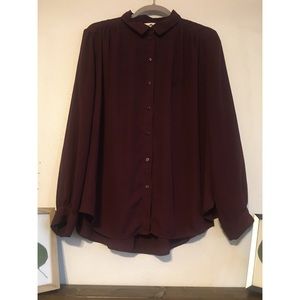 H&M • Maroon button down blouse • size 14